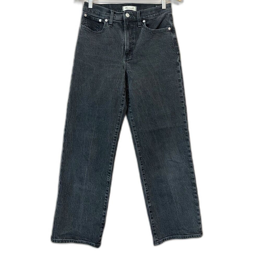 Madewell The Perfect Vintage Wide Leg Jean Size 28 NG342 Washed Black High Rise